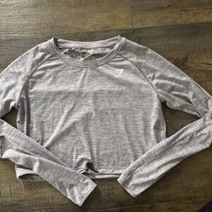 GYMSHARK Heather Purple Crop Top Bungee Shirt‎ Medium Workout